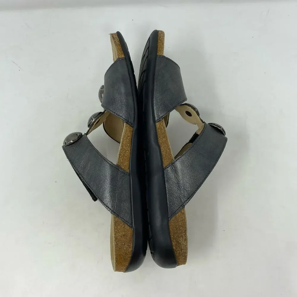 Mephisto Air Relax Leather T-Strap Slide On Sandals Womens Size 6.5